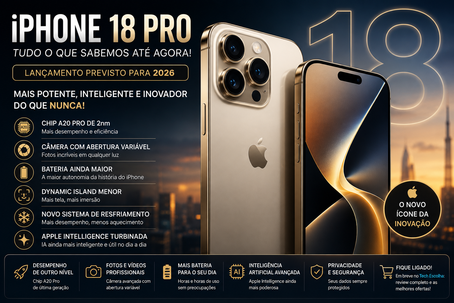 conheça as principais novidades do iPhone 18 pro