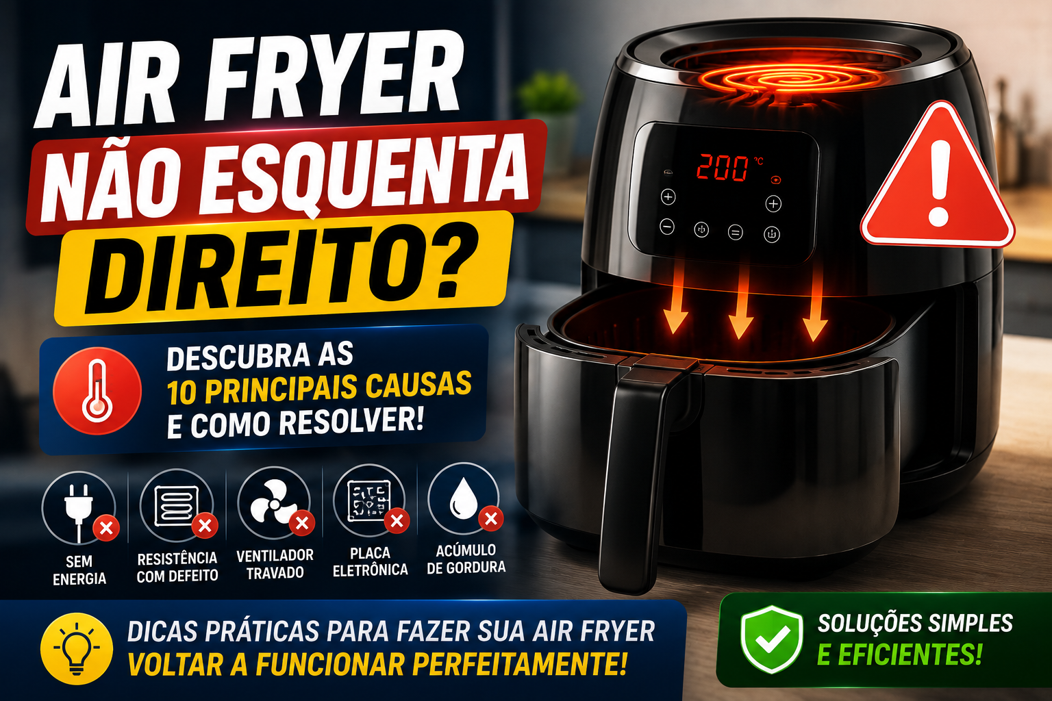 air fryer não esquenta